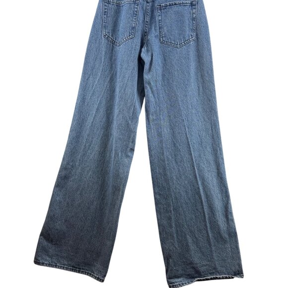 PacSun High Rise Baggy Jeans Size 23 Dark Blue Denim Bandanna Patch Design - Picture 5 of 10